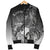 Kosrae Men's Bomber Jacket - Humpback Whale with Tropical Flowers (White) - Polynesian Pride