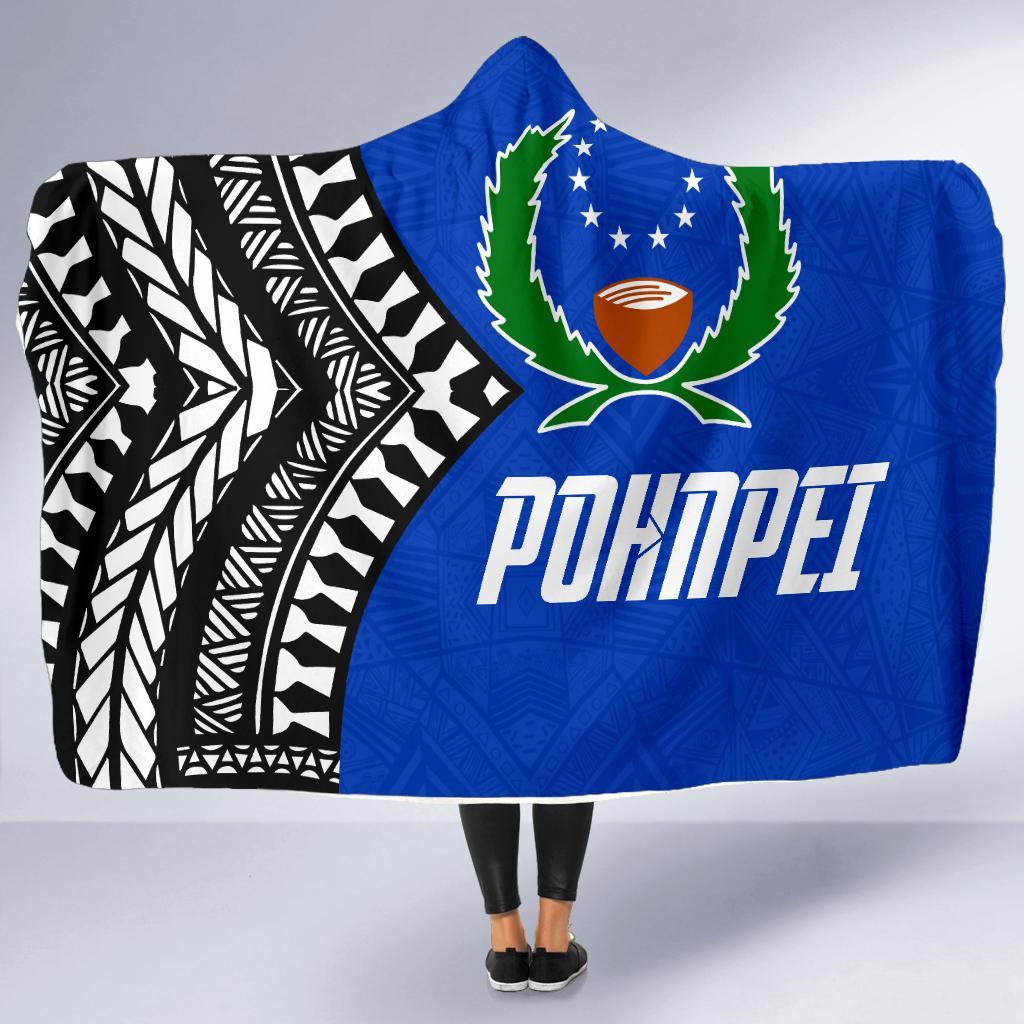 Pohnpei Flag Economy Hooded Blanket Micronesian Pattern - Polynesian Pride