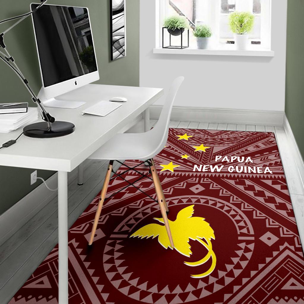 Papua New Guinea Area Rug - Flag With Polynesian Patterns (Red) - Polynesian Pride