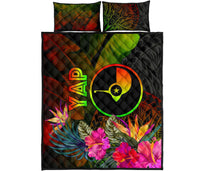 YAP Polynesian Quilt Bed Set - Hibiscus and Banana Leaves - Polynesian Pride
