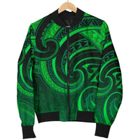 New Zealand Maori Mangopare Women Bomber Jacket Polynesian - Green - Polynesian Pride
