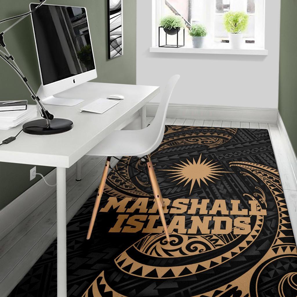 Marshall Islands Polynesian Area Rug - Gold Tribal Wave - Polynesian Pride