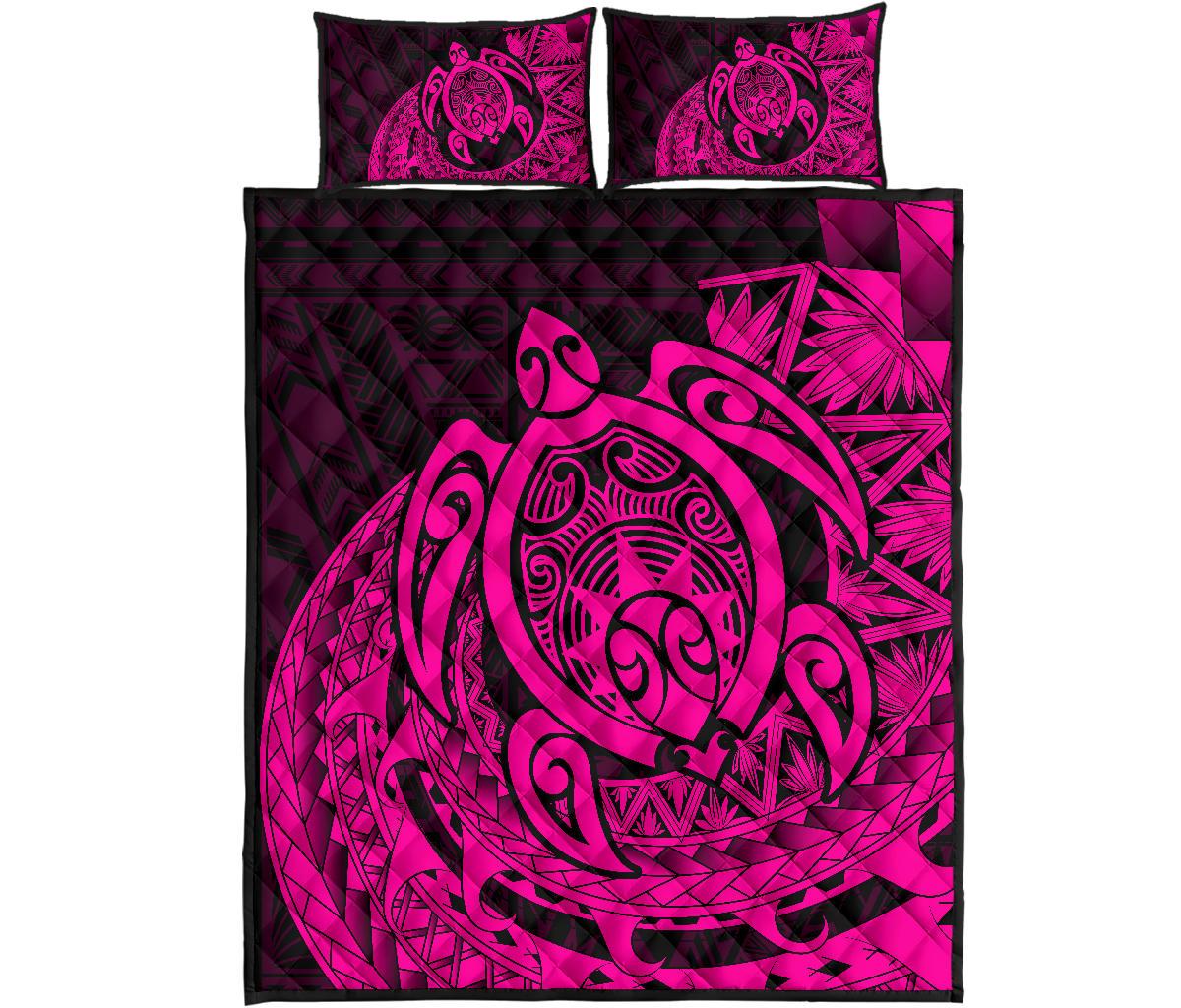 Hawaii Polynesian Turtle Quilt Bed Set - Pink Art - Polynesian Pride