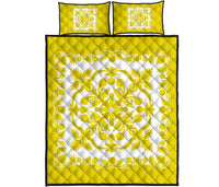 Hawaii Quilt Bed Set Royal Pattern - Yellow And White Yellow - Polynesian Pride