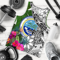 Federated States of Micronesia Men's Tank Top White - Turtle Plumeria Banana Leaf White - Polynesian Pride
