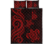 New Caledonia Quilt Bed Set - Red Tentacle Turtle - Polynesian Pride