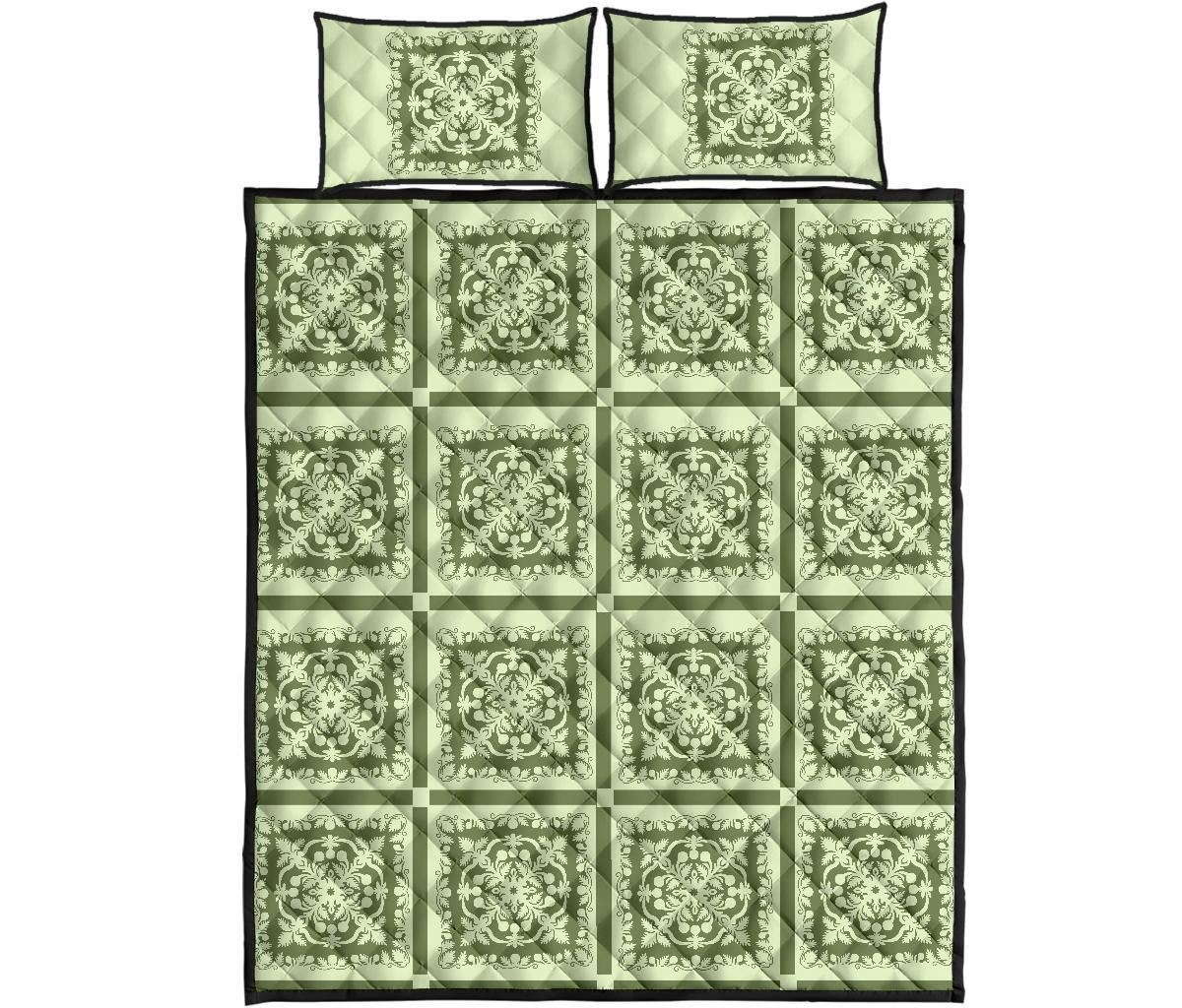 Hawaii Royal Quilt Bed Set - Hill Ver 10 Green - Polynesian Pride