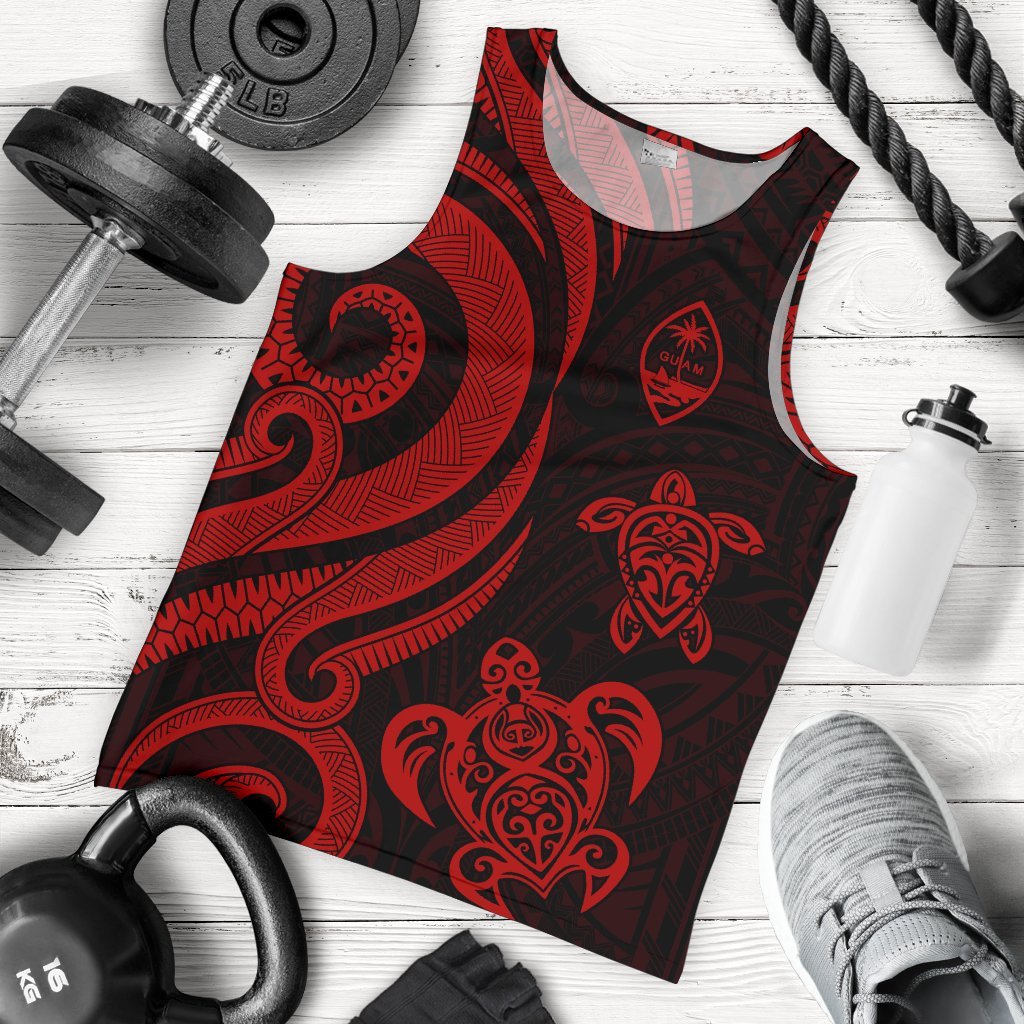 Guam Men's Tank Top - Red Tentacle Turtle Red - Polynesian Pride