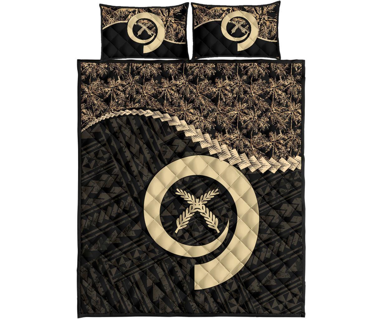 Vanuatu Polynesian Quilt Bed Set Golden Coconut Golden - Polynesian Pride