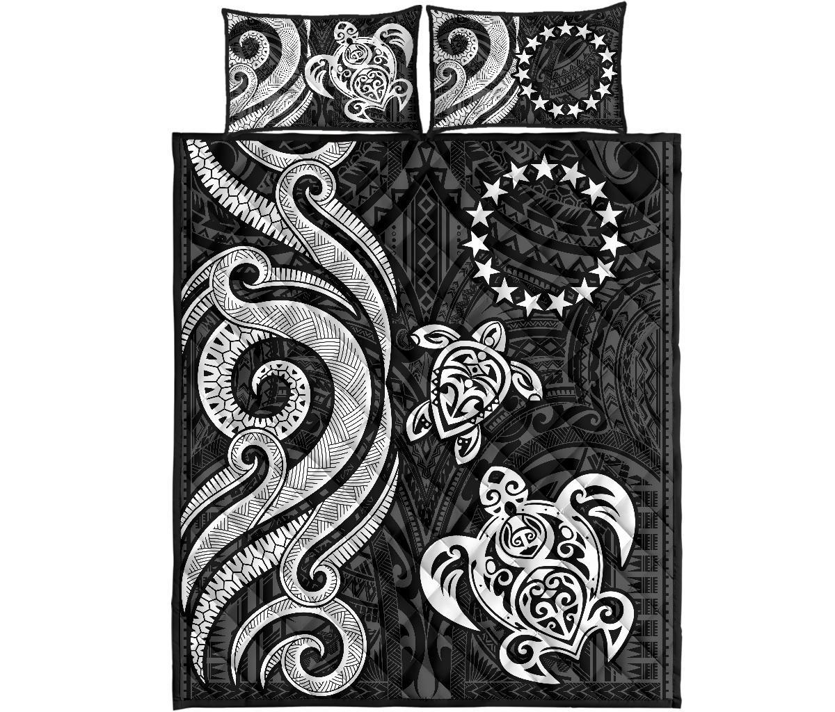 Cook Islands Quilt Bed Set - White Tentacle Turtle - Polynesian Pride