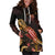 Niue Polynesian Hoodie Dress - Turtle With Blooming Hibiscus Gold - Polynesian Pride