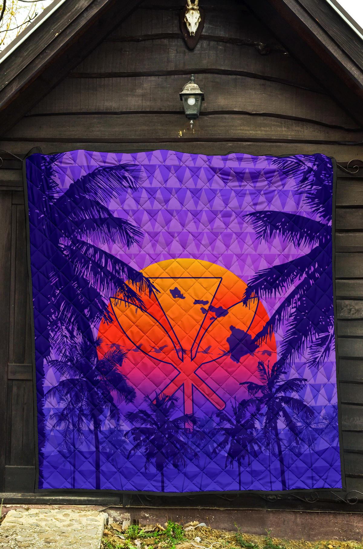 Hawaii Summer Sunset Kanaka Kakau Premium Quilt - Polynesian Pride