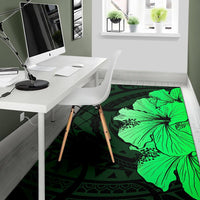 Royal Hibiscus Polynesian Tribal Area Rug Green AH - Polynesian Pride