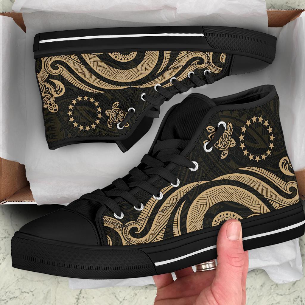 Cook Islands High Top Canvas Shoe - Gold Tentacle Turtle - Polynesian Pride