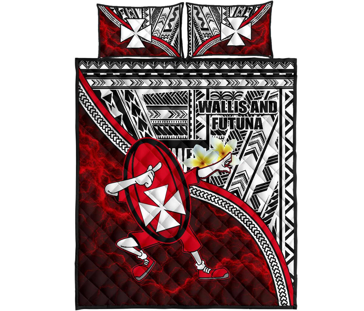 Dab Trend Style Rugby Quilt Bed Set Wallis And Futuna - Polynesian Pride