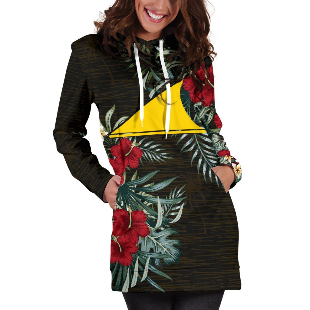 Tokelau Hoodie Dress - Tokelau Flag Hibiscus - Polynesian Pride
