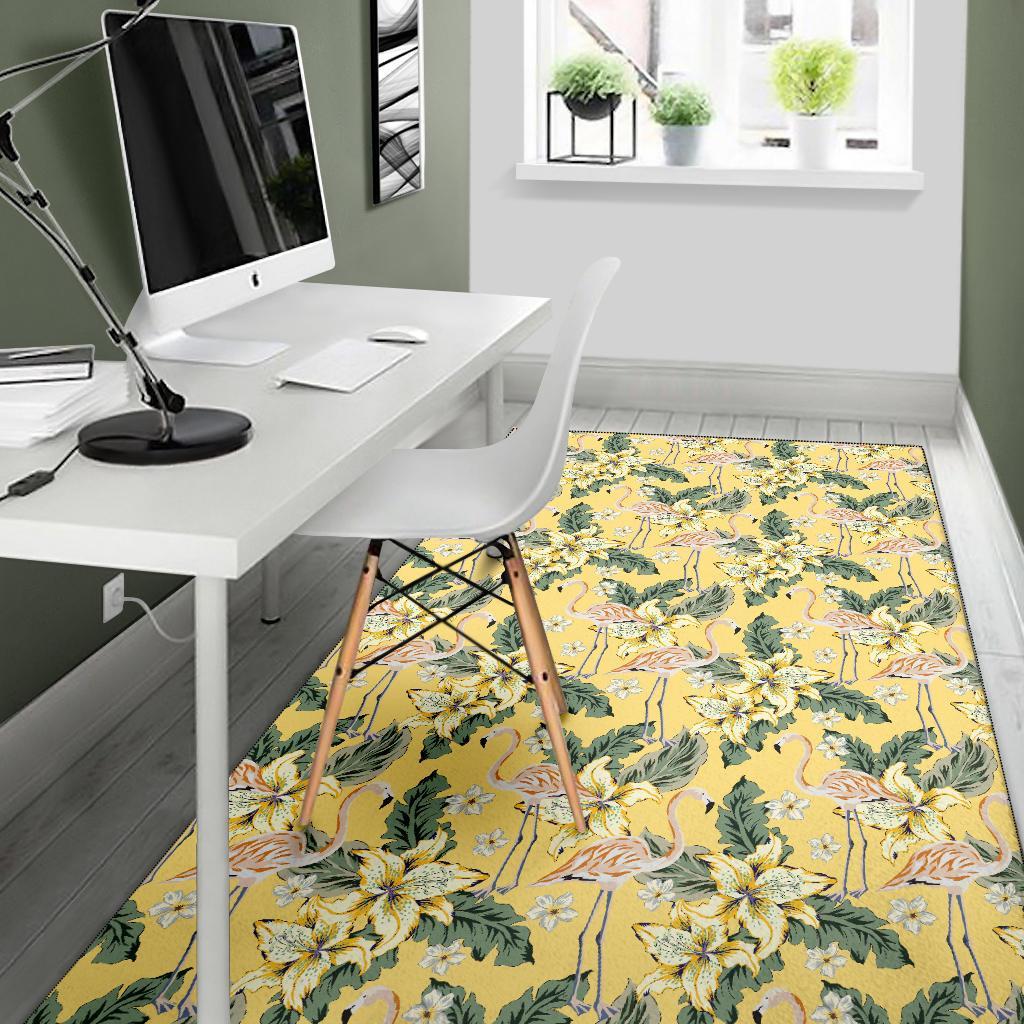 Tropical Flamingo Yellow Rug - Polynesian Pride