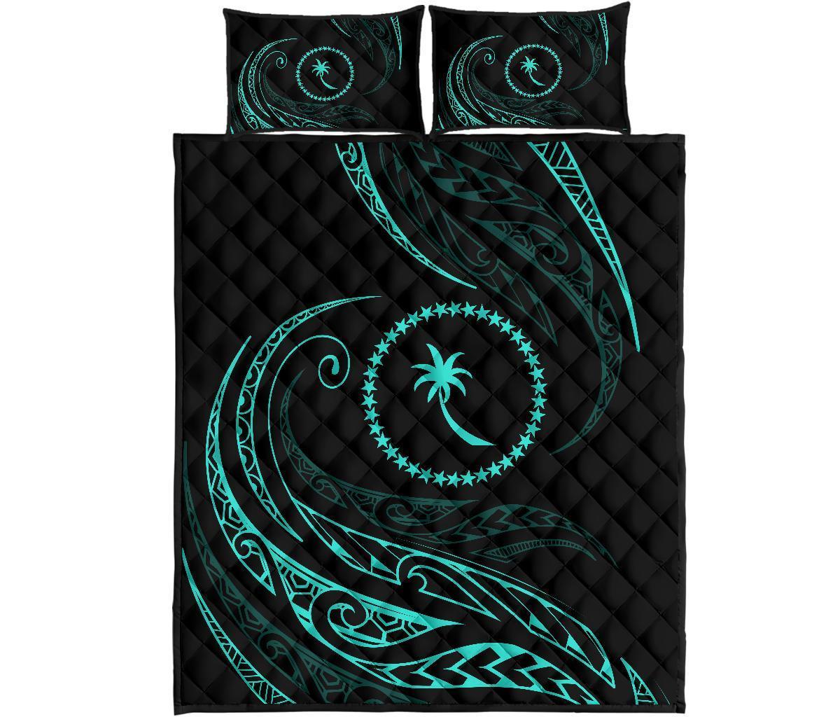 Chuuk Islands Quilt Bed Set - Turquoise - Frida Style Turquoise - Polynesian Pride