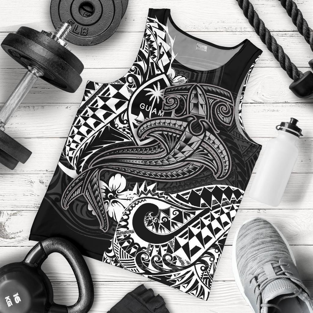 Guam Polynesian Men's Tank Top - White Shark Polynesian Tattoo White - Polynesian Pride