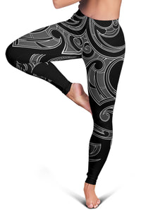 Hawaii Tribal Polynesian Women's Leggings - Grey - Juno Style - AH - Polynesian Pride