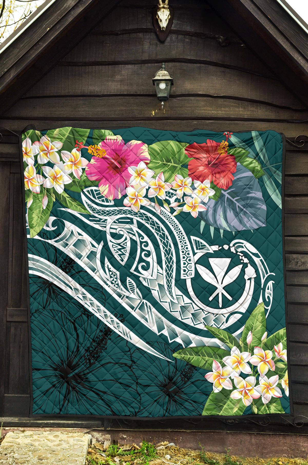 Polynesian Hawaii Kanaka Maoli Premium Quilt - Summer Plumeria - Polynesian Pride