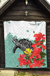 Hawaii Turle Sea Hibiscus Premium Quilt - Polynesian Pride