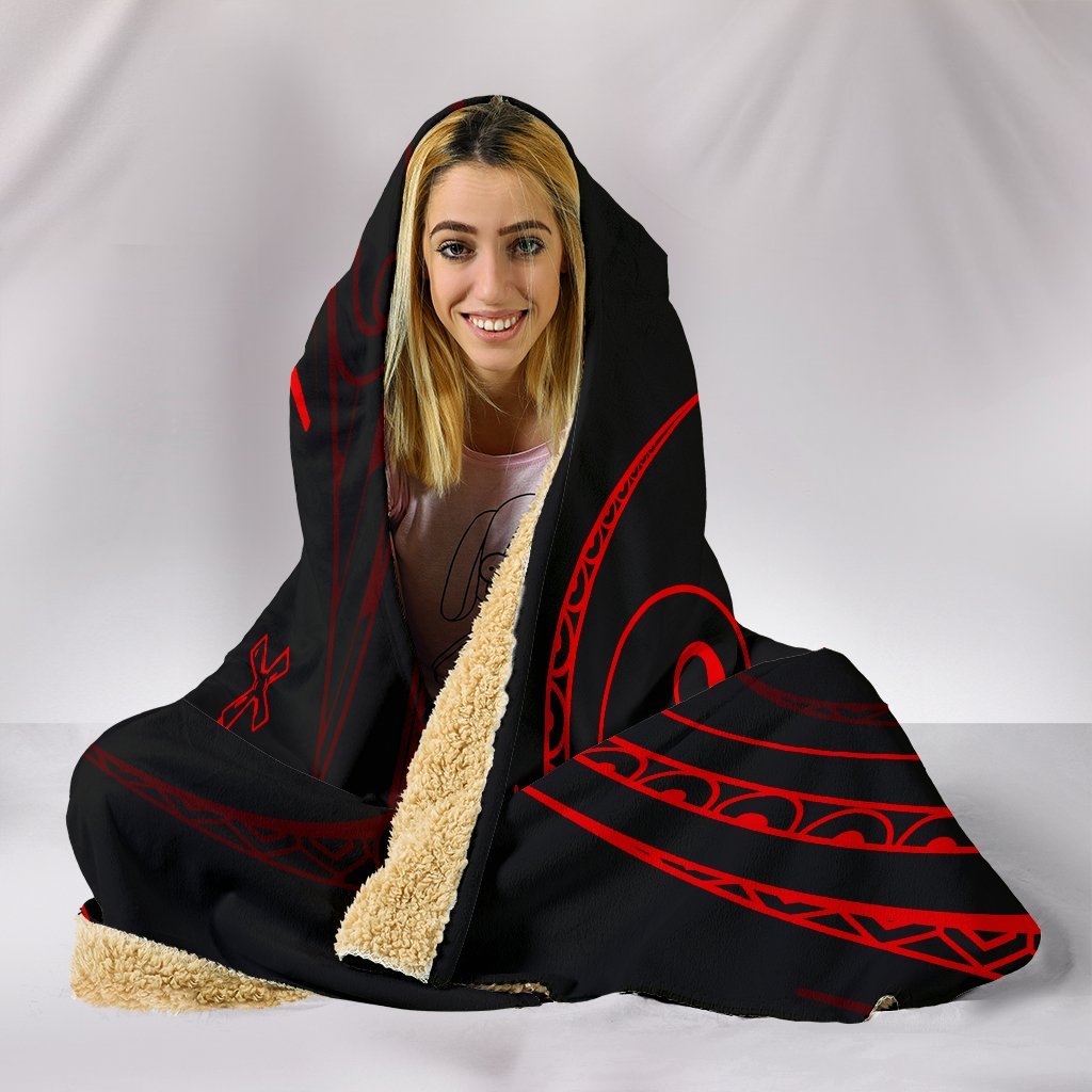 Cook Islands Hooded Blanket - Red - Frida Style - Polynesian Pride