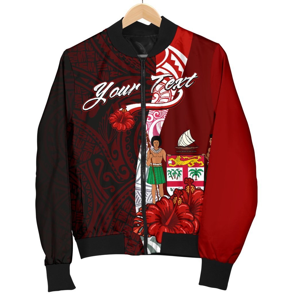 Fiji Polynesian Custom Personalised Men's Bomber Jacket - Coat Of Arm With Hibiscus - Polynesian Pride