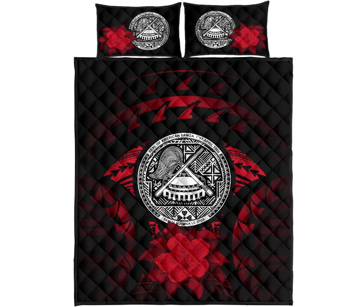 American Samoa Polynesian Quilt Bed Set Hibiscus Red - Polynesian Pride