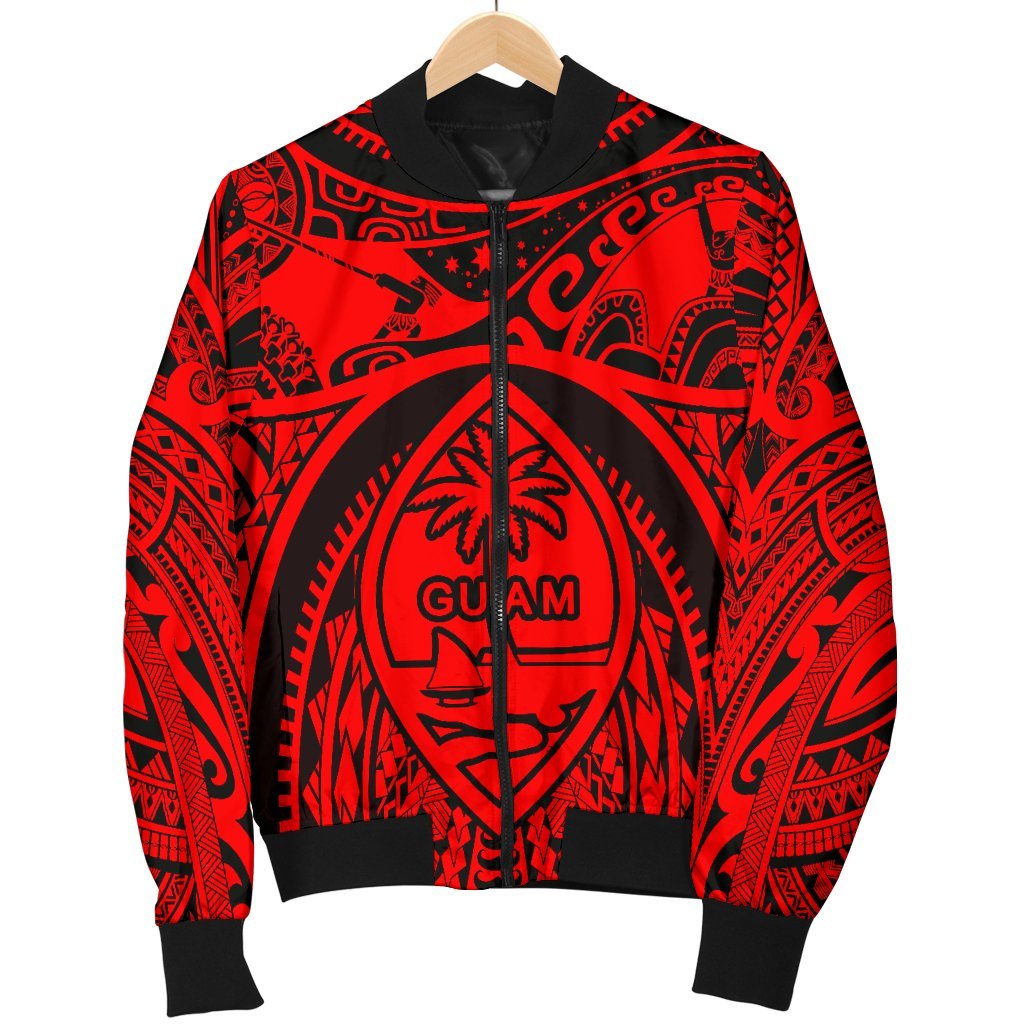 Polynesian Men's Bomber Jackets - Guam Flag, Seal with Maui Moana Tattoo - Polynesian Pride