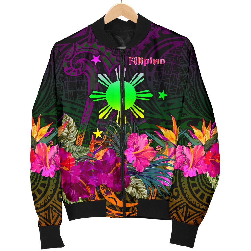 The Philippines Men's Bomber Jacket - Summer Hibiscus - Polynesian Pride