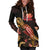 Samoa Polynesian Hoodie Dress - Turtle With Blooming Hibiscus Gold - Polynesian Pride