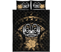Marquesas Islands Polynesian Quilt Bed Set Hibiscus Gold - Polynesian Pride