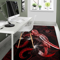 Niue Polynesian Area Rugs - Turtle With Blooming Hibiscus Red - Polynesian Pride