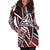 American Women's Hoodie Dress - Tribal Flowers Special Pattern Red Color - Polynesian Pride