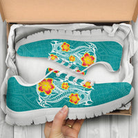Hawaii Polynesian Hibiscus Sneakers - JVT Style - Cyan - Polynesian Pride