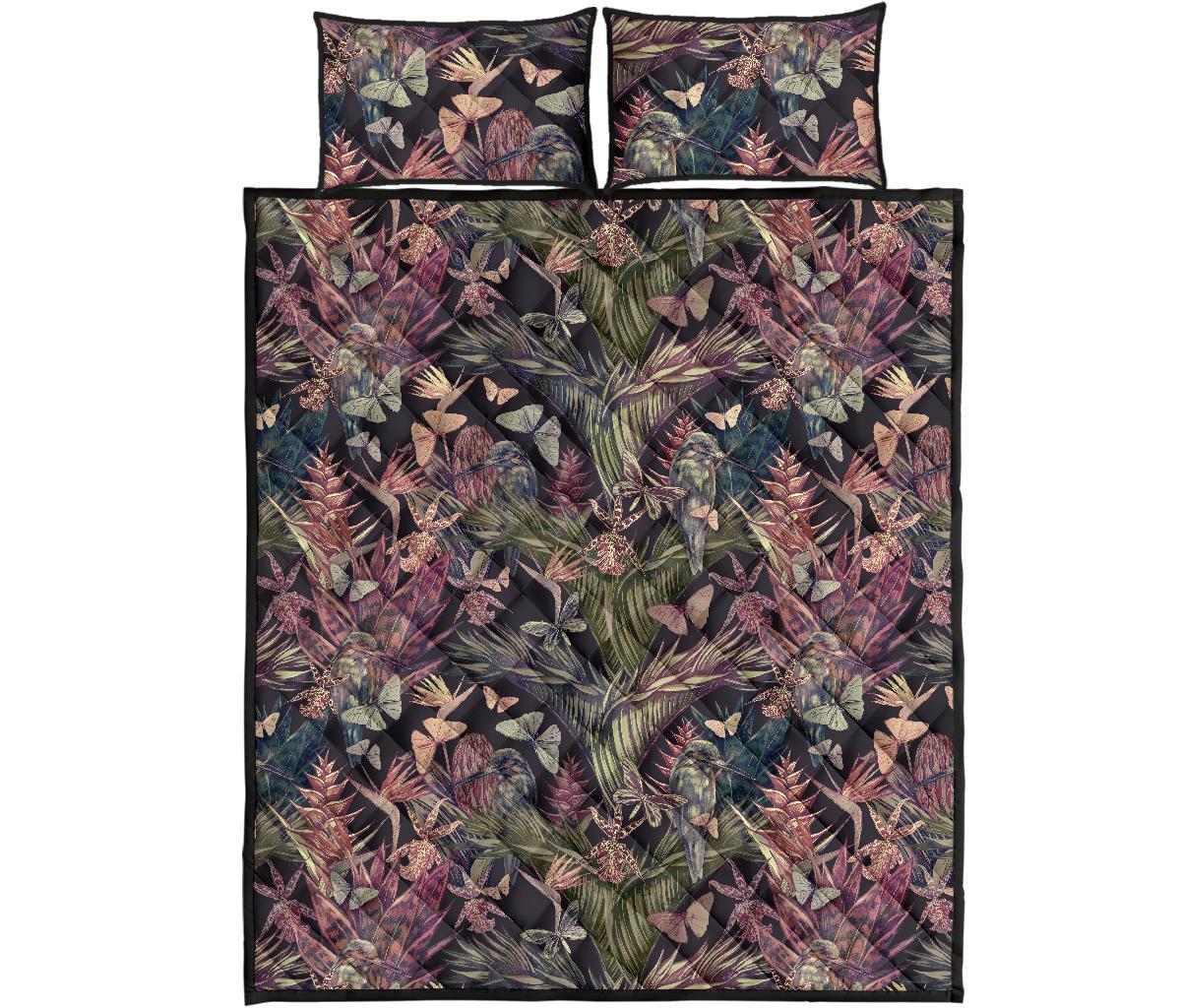 Hawaii Quilt Bed Set Palm Leaves Tropical Flowers AH - Polynesian Pride