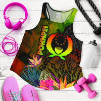 Pohnpei Polynesian Women's Racerback Tank - Hibiscus and Banana Leaves Art - Polynesian Pride