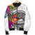 American Samoa Men's Bomber Jacket Hibiscus Polynesian pattern White - Polynesian Pride