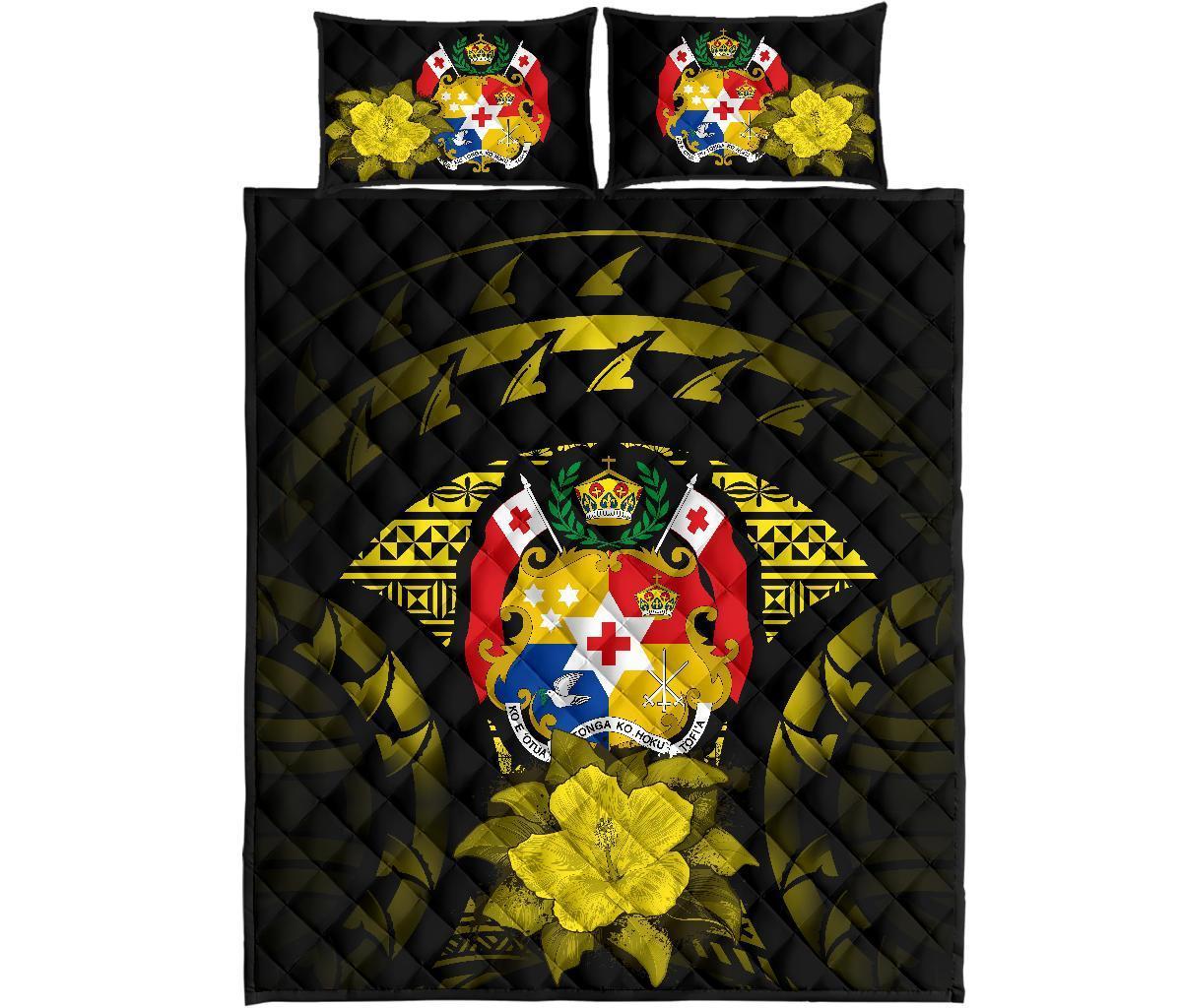 Tonga Polynesian Quilt Bed Set Hibiscus Yellow - Polynesian Pride