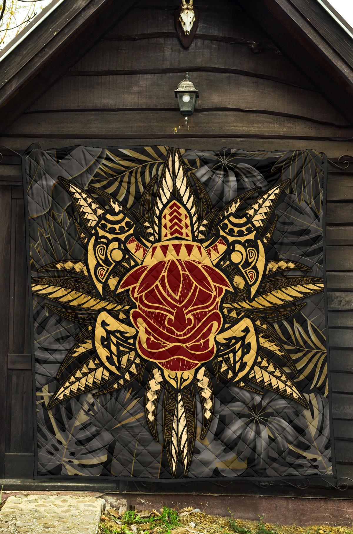 Hawaii Turtle Polynesian Tropical Gold Premium Quilt - Alone Style - AH - Polynesian Pride