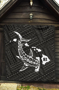 Hawaii Shark White Polynesian Premium Quilt - Polynesian Pride