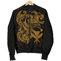 Polynesian Hawaii Men's Bomber Jacket - Kanaka Maoli Gold Turtle Gold - Polynesian Pride