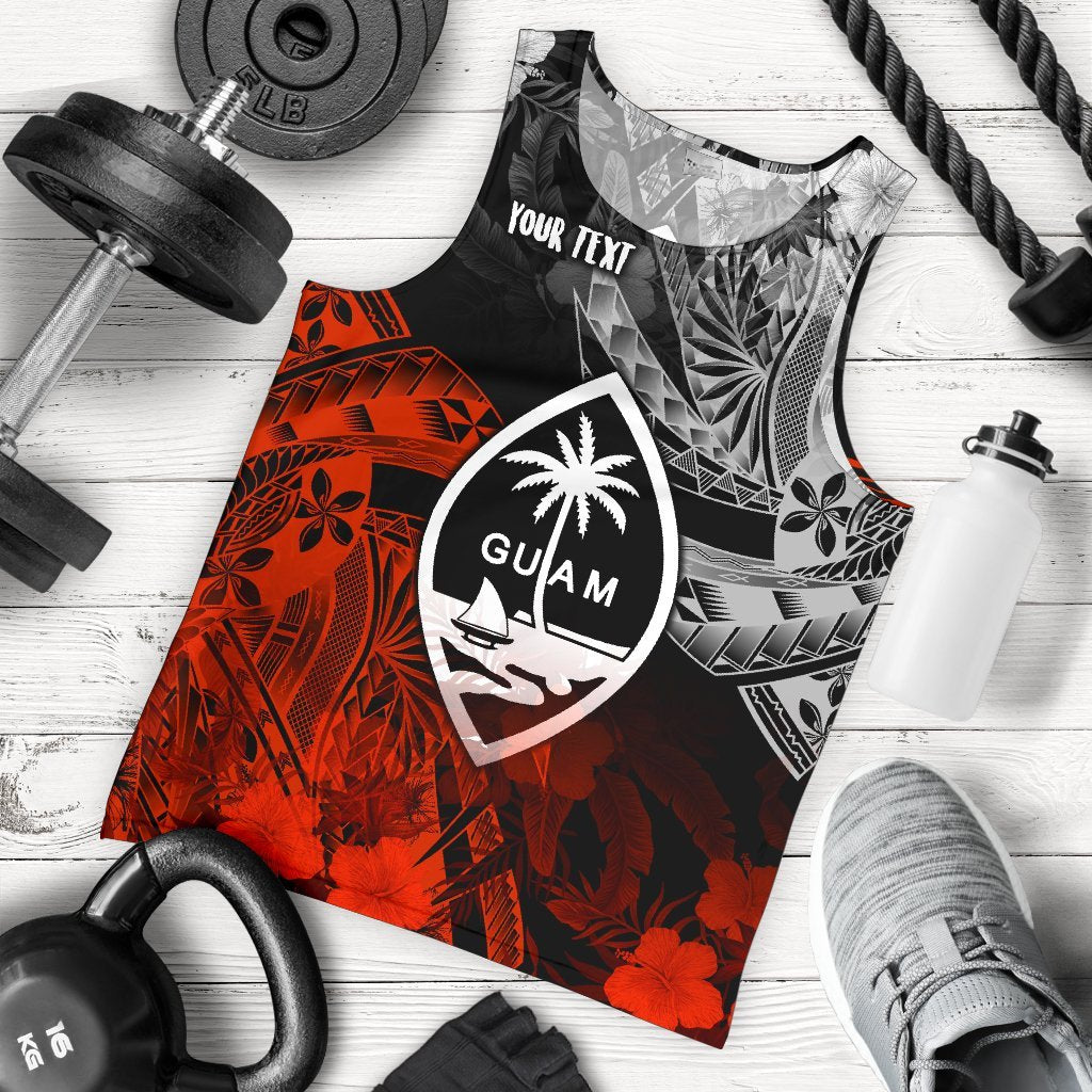 Guam Polynesian Personalised Men's Tank Top - Vintage Polynesian Red - Polynesian Pride