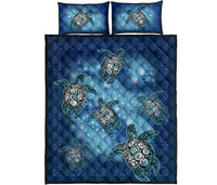 Turtle Quilt Bed Set - Light Sea Blue - Polynesian Pride
