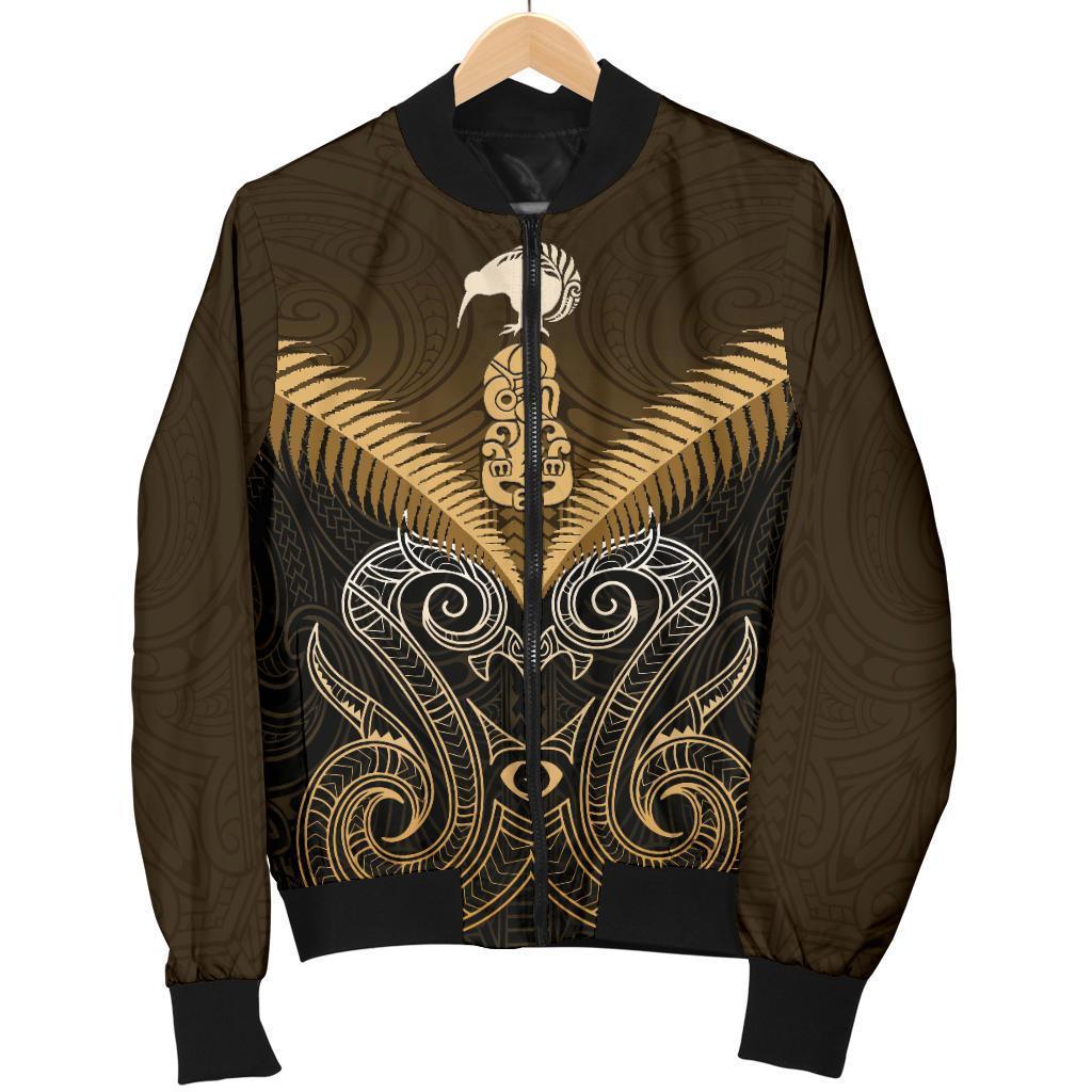 Maori Manaia New Zealand Women Bomber Jacket Gold - Polynesian Pride