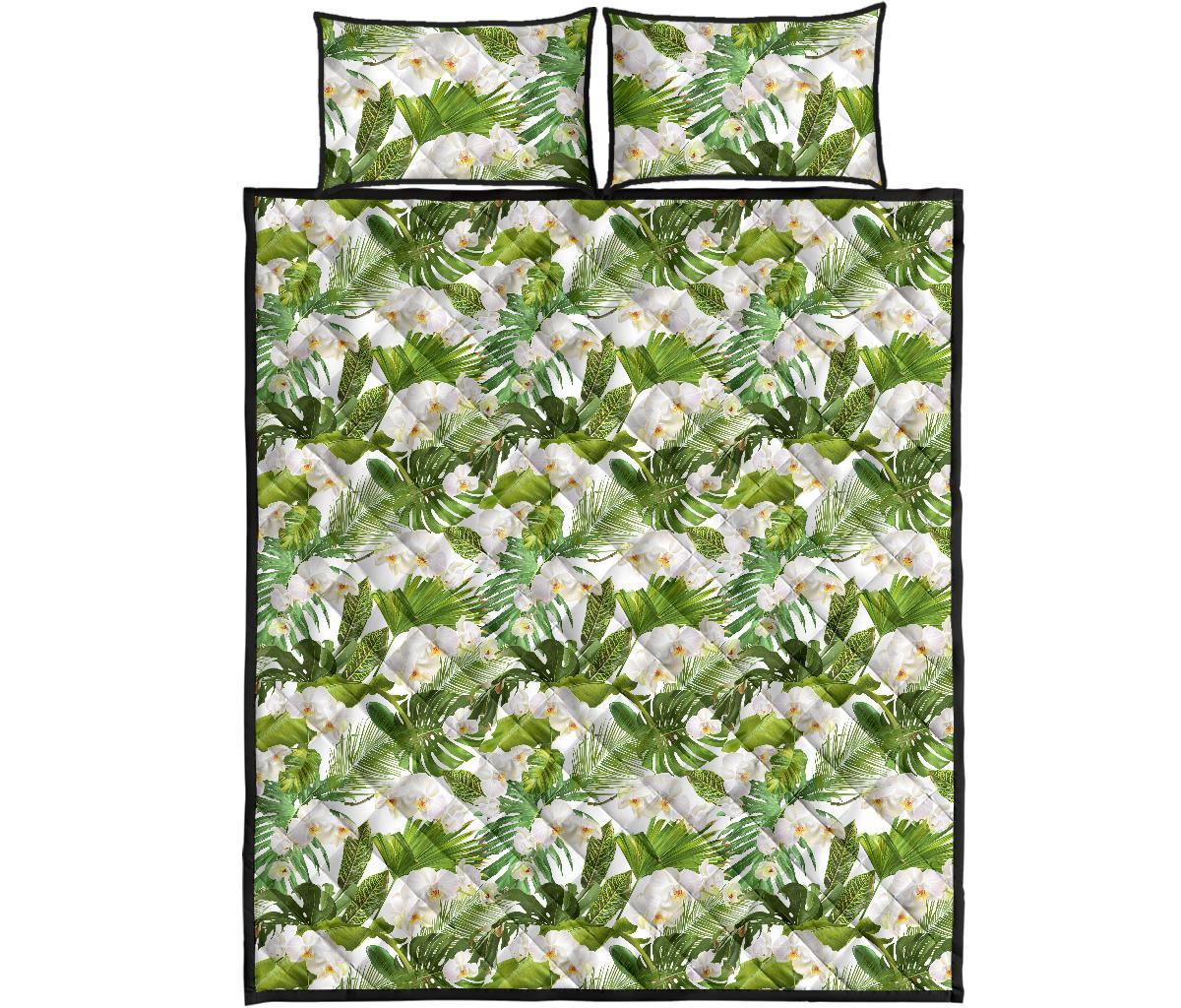 Tropical Plumeria White Quilt Bed Set Art - Polynesian Pride