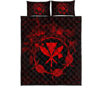Hawaii Kanaka Turtle Hibiscus Polynesian Quilt Bed Set - Anthea Style Red Red - Polynesian Pride