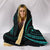 Hawaii Coat Of Arms Hooded Blanket - Turquoise - Frida Style - Polynesian Pride