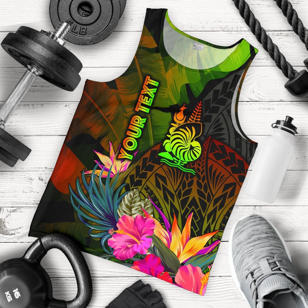 New Caledonia Polynesian Personalised Men's Tank Top - Hibiscus and Banana Leaves Reggae - Polynesian Pride